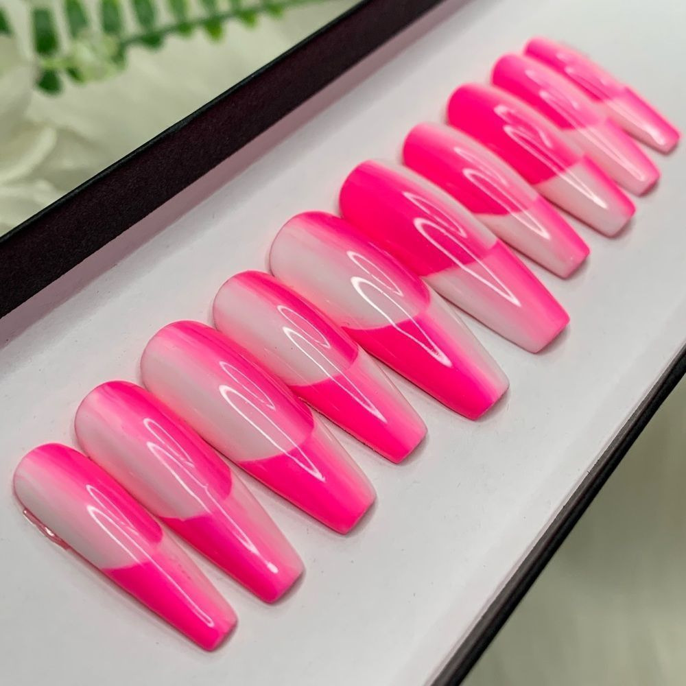 2023 Trend Ombré French Custom Press On Nails | High Quality Nails | Handmade - Picture 2 of 9